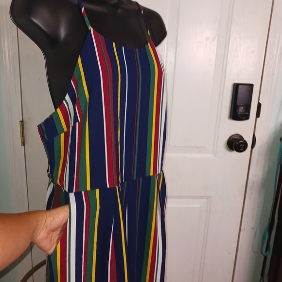 Wrangler Women's Jumpsuit Wide Leg Multicolor Spaghetti Strap w pockets Sz Large - Picture 4 of 9